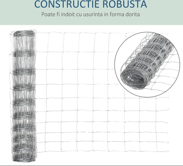 PawHut Rolă Plasă Metalică Zincată pentru Țarcuri, Gard de Protecție Exterior pentru Animale, 26.1m, 15x20.3 cm | Aosom Romania