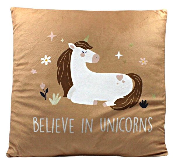 Pernuță unicorn, culoarea crem, 40x40 cm