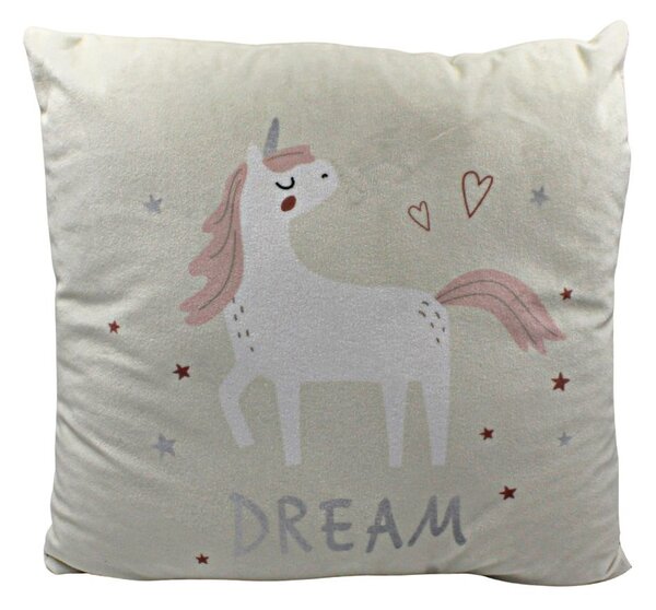 Pernuță unicorn, culoarea bej, 40x40 cm