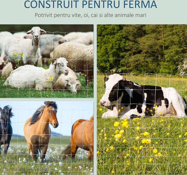 PawHut Rolă Plasă Metalică Zincată pentru Țarcuri, Gard de Protecție Exterior pentru Animale, 26.1m, 15x20.3 cm | Aosom Romania