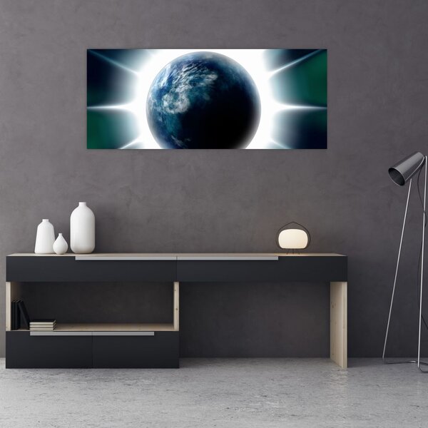 Tablou cu planeta iluminată (120x50 cm)