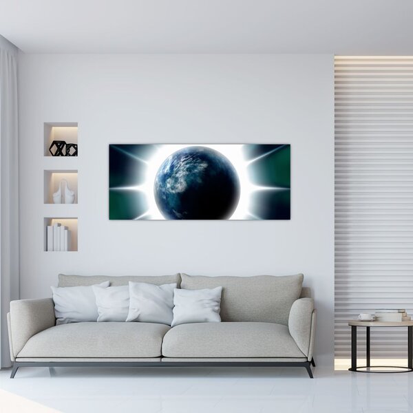 Tablou cu planeta iluminată (120x50 cm)