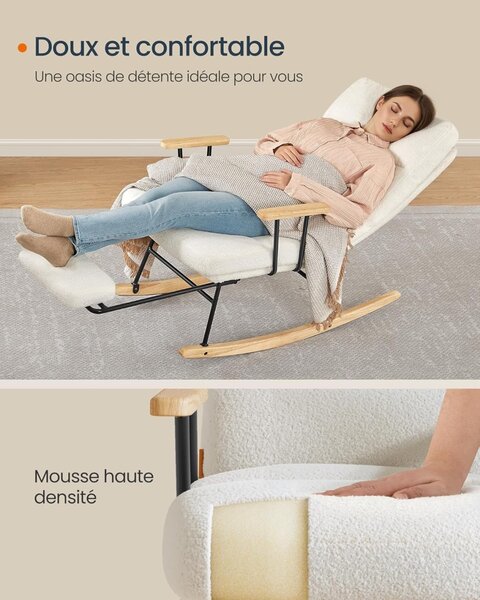 Scaun balansoar Songmics Crem, 113.5 x 60 x 28.5 cm