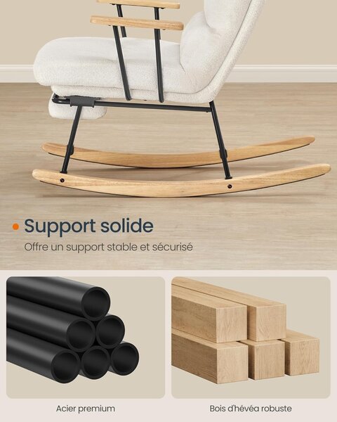 Scaun balansoar Songmics Crem, 113.5 x 60 x 28.5 cm