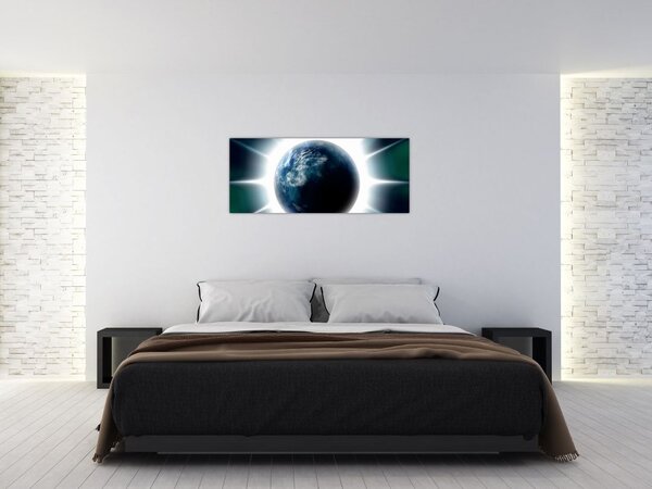 Tablou cu planeta iluminată (120x50 cm)