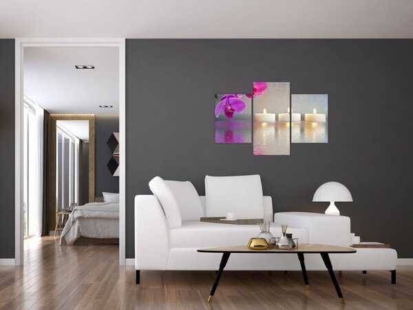 Tablou cu lumânări pe apă (90x60 cm)