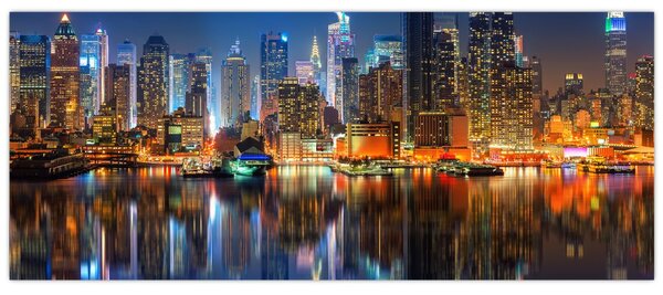 Tablou cu Manhattan noaptea (120x50 cm)
