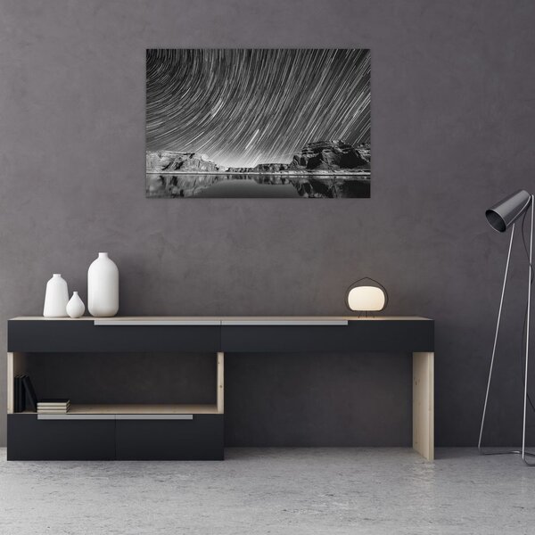 Tablou albnegru cu cerul și stele (90x60 cm)