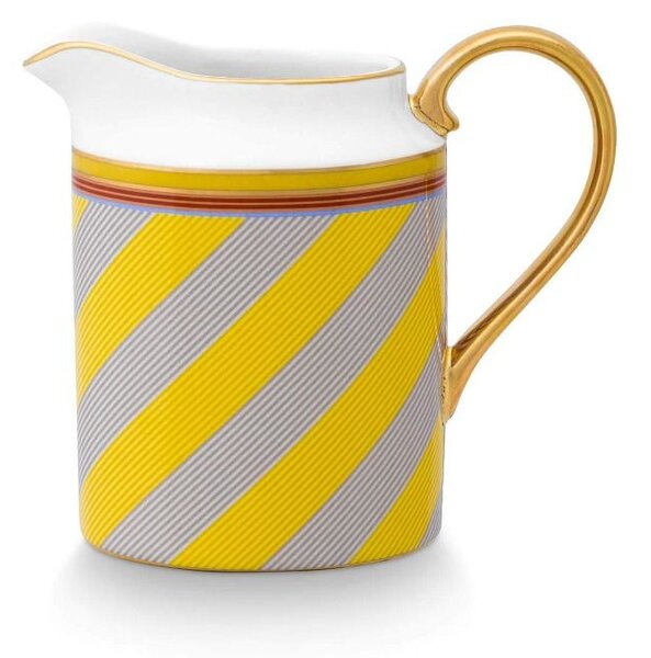Latieră din porțelan, Pip Studio, Stripes Yellow, 260ml, colecția Pip Chique