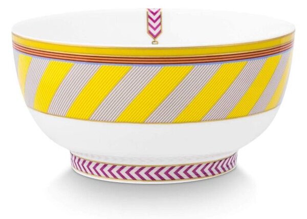 Bol din porțelan, Pip Studio, Stripes Yellow, 20.5cm, colecția Pip Chique