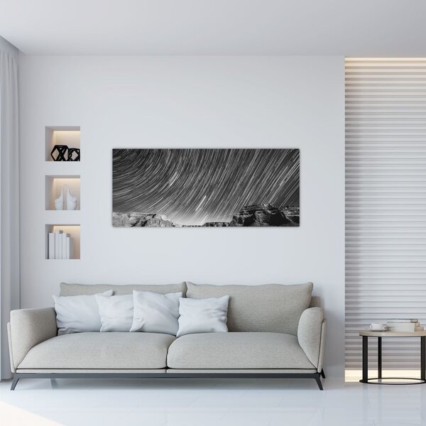 Tablou albnegru cu cerul și stele (120x50 cm)