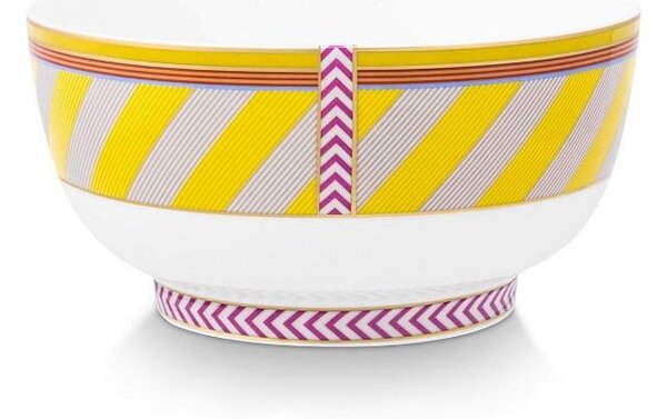 Bol din porțelan, Pip Studio, Stripes Yellow, 15.5cm, colecția Pip Chique