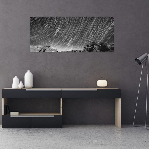 Tablou albnegru cu cerul și stele (120x50 cm)
