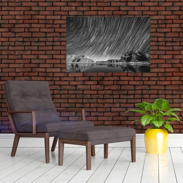 Tablou albnegru cu cerul și stele (90x60 cm)