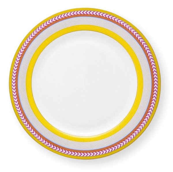 Farfurie din porțelan, Pip Studio, Stripes Yellow, 23cm, colecția Pip Chique