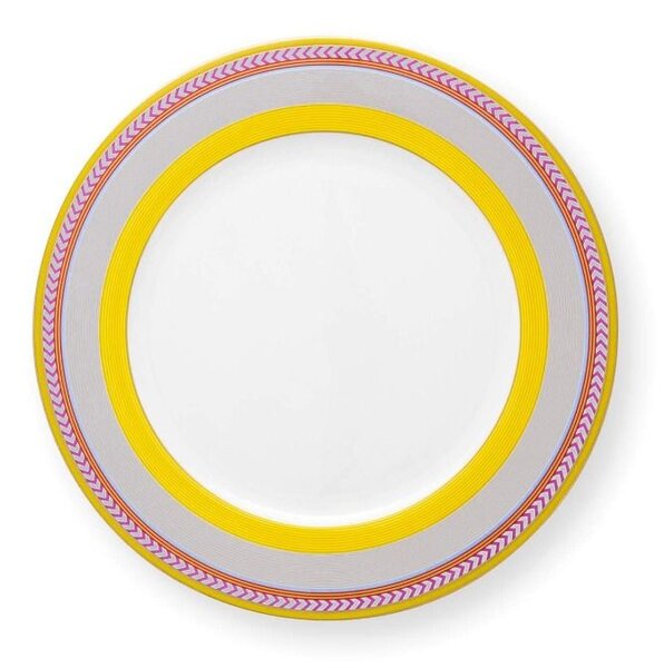 Farfurie din porțelan, Pip Studio, Stripes Yellow, 28cm, colecția Pip Chique