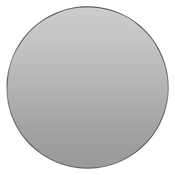 Oglindă de perete, ramă rotundă metalică, culoarea neagră, 55 cm