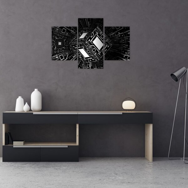 Tablou cu un cub abstract (90x60 cm)