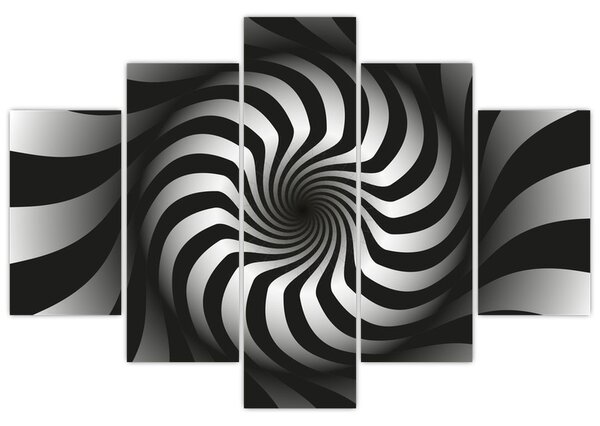 Tablou abstract cu spirala alb neagră (150x105 cm)