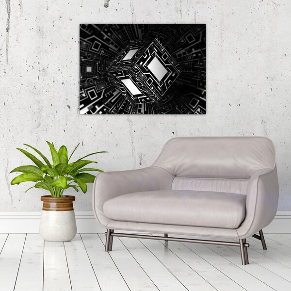 Tablou cu un cub abstract (70x50 cm)