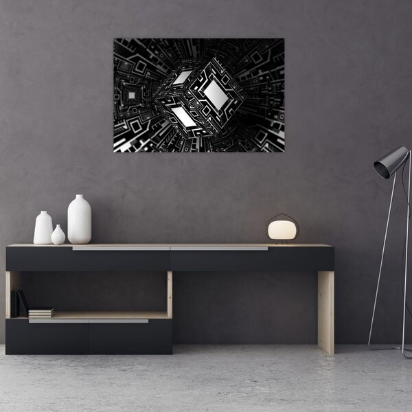 Tablou cu un cub abstract (90x60 cm)