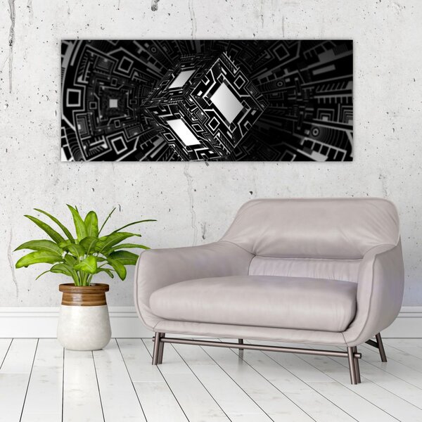 Tablou cu un cub abstract (120x50 cm)