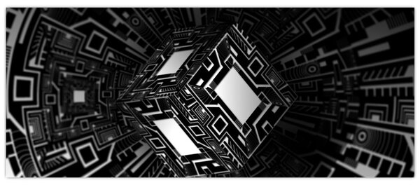 Tablou cu un cub abstract (120x50 cm)