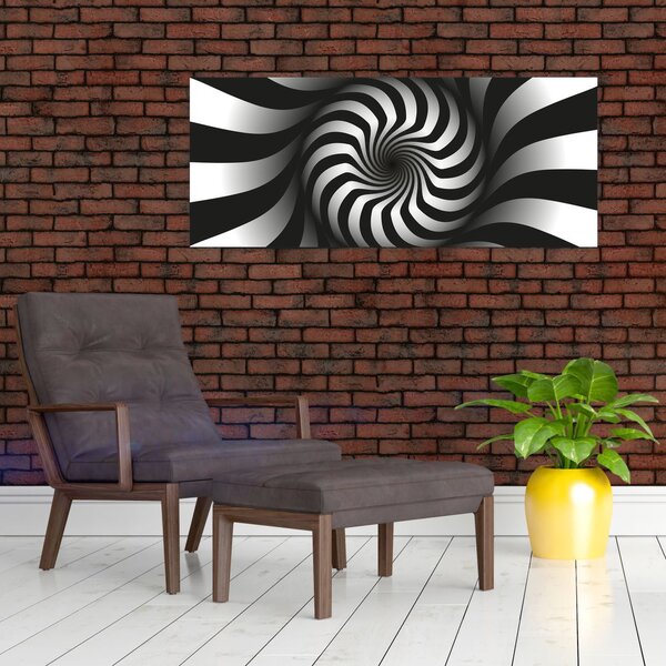 Tablou abstract cu spirala alb neagră (120x50 cm)
