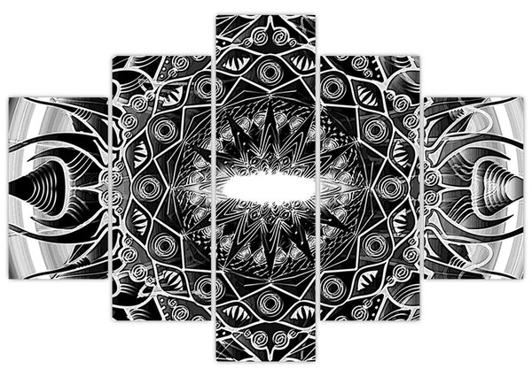 Tablou cu ornamente alb negre (150x105 cm)