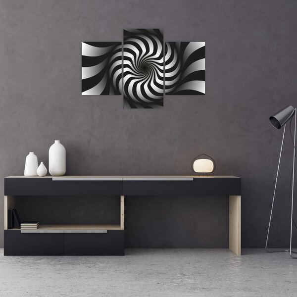Tablou abstract cu spirala alb neagră (90x60 cm)