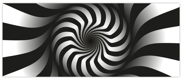 Tablou abstract cu spirala alb neagră (120x50 cm)