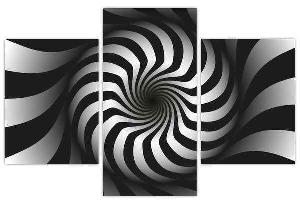 Tablou abstract cu spirala alb neagră (90x60 cm)