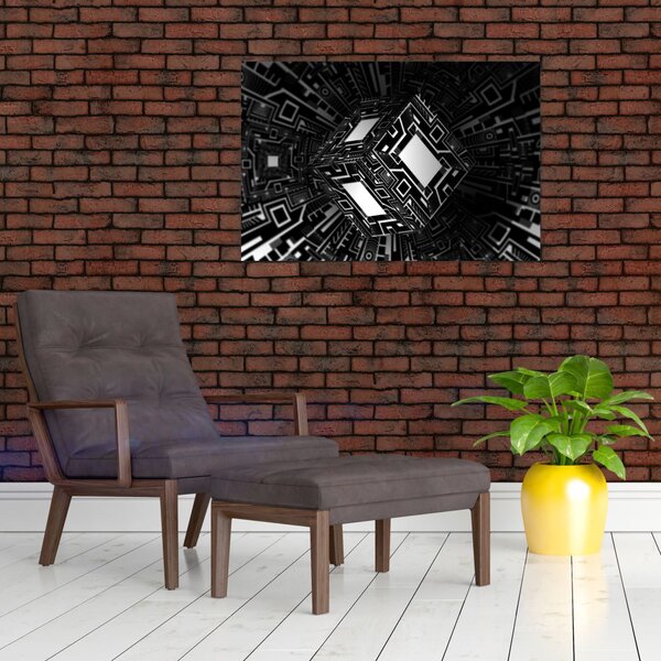 Tablou cu un cub abstract (90x60 cm)