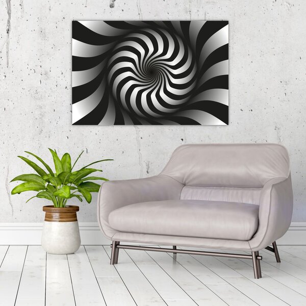 Tablou abstract cu spirala alb neagră (90x60 cm)