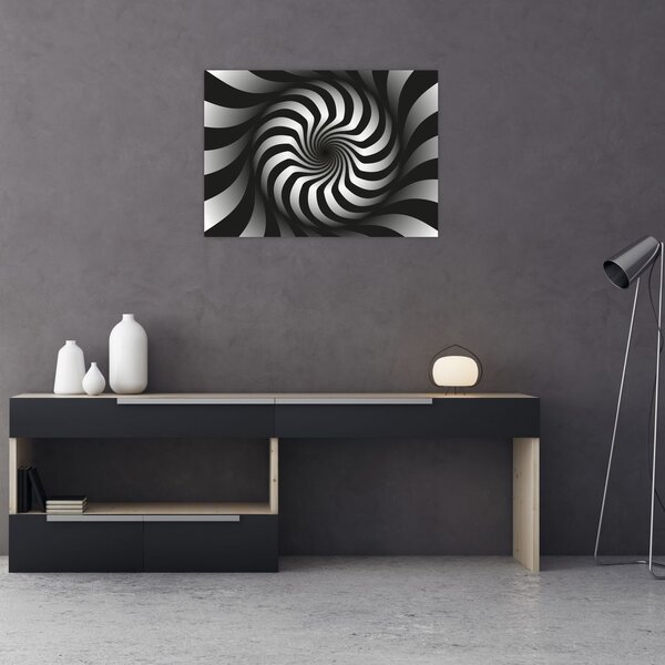 Tablou abstract cu spirala alb neagră (70x50 cm)