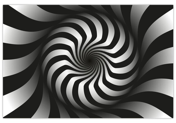 Tablou abstract cu spirala alb neagră (90x60 cm)