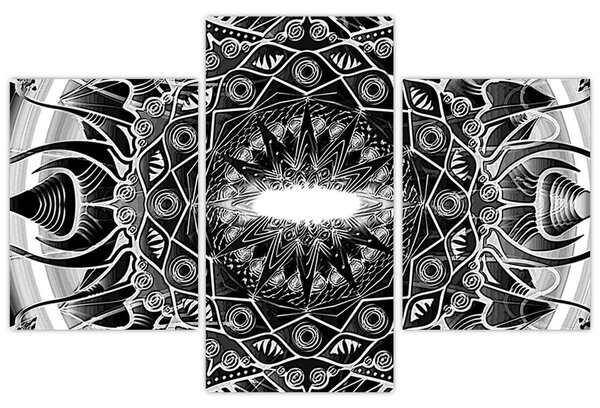 Tablou cu ornamente alb negre (90x60 cm)