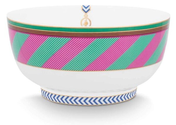 Bol din porțelan, Pip Studio, Stripes Pink-Green, 15.5cm, colecția Pip Chique