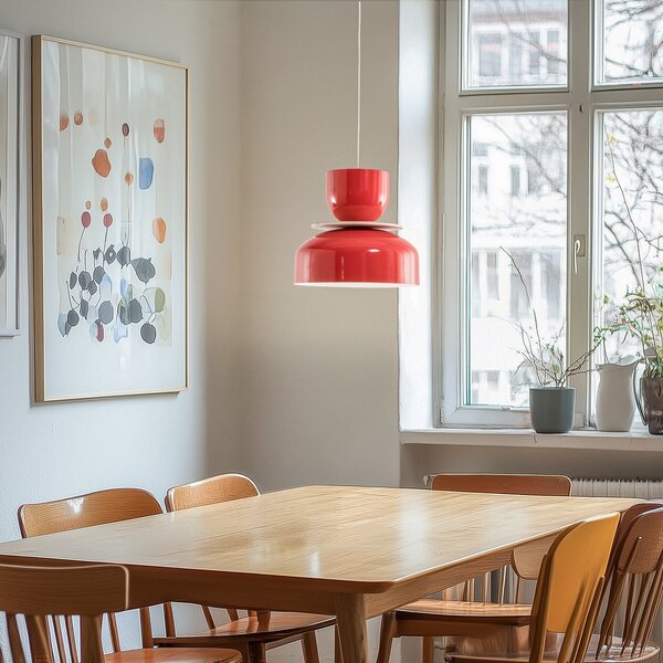 ALDEX Lampă suspendată Uto, roșie, Ø 30 cm, metal, reglabil, Roșu, Camera de zi / sufragerie, Metal, Modern