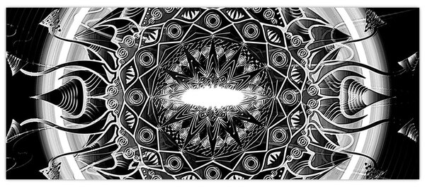 Tablou cu ornamente alb negre (120x50 cm)