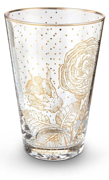 Pahar apă, Pip Studio, Golden Flower, 370ml, colecția Royal White