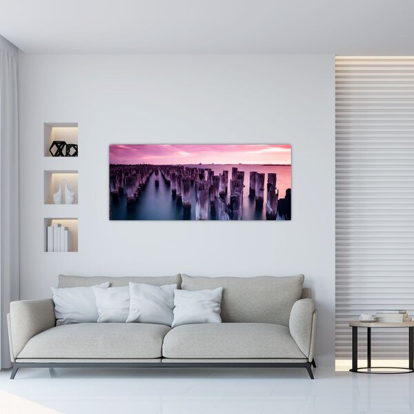 Tablou cu pari din lemn (120x50 cm)