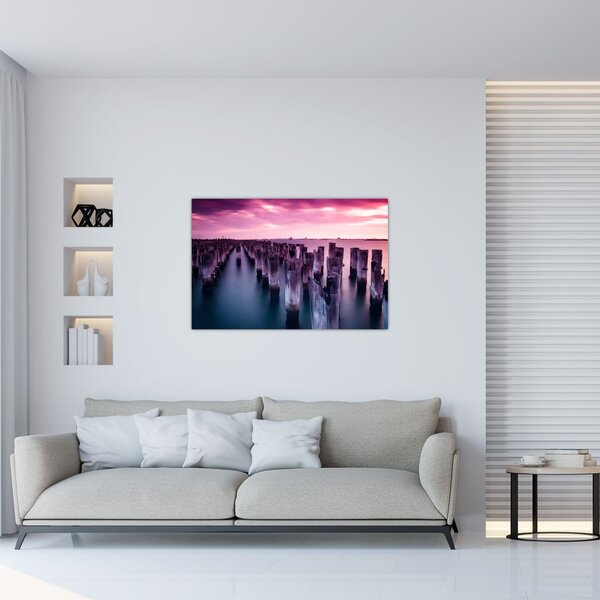 Tablou cu pari din lemn (90x60 cm)