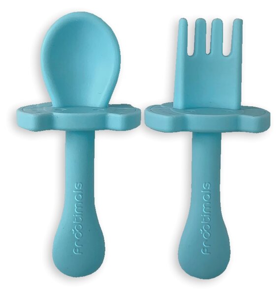 Set tacâmuri din silicon, pentru bebeluși, culoarea albastru, Frootimals