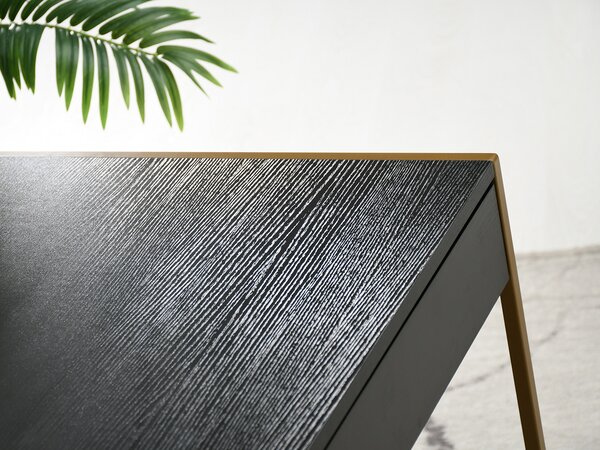 Masă PC Unica (lemn negru + auriu). Promo -18%. 1109852