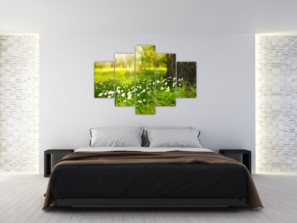 Tablou cu poiana și flori (150x105 cm)