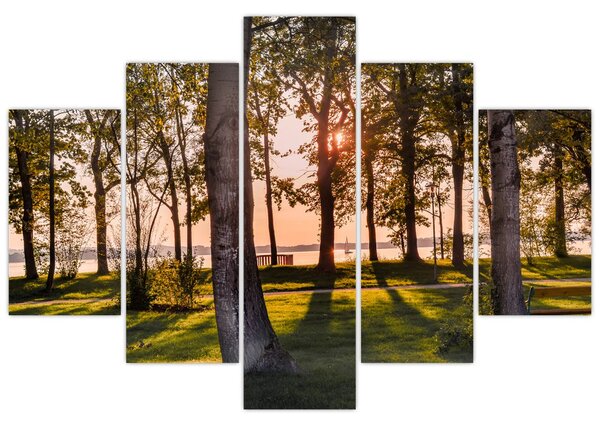 Tablou cu pomi lângă lac (150x105 cm)