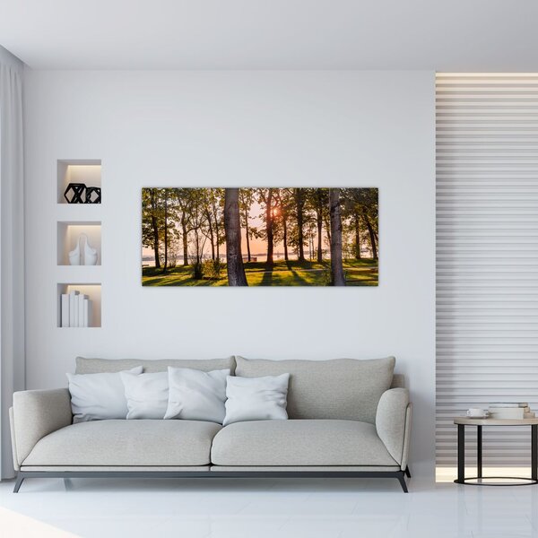 Tablou cu pomi lângă lac (120x50 cm)