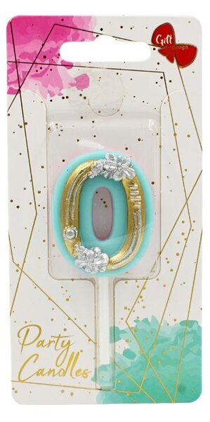 Lumânare aniversară pentru tort, Giftdesign, cifra 0, colecția Flower, 4.5 cm