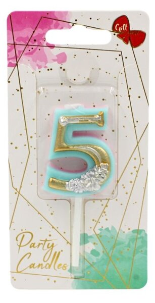 Lumânare aniversară pentru tort, Giftdesign, cifra 5, colecția Flower, 4.5 cm
